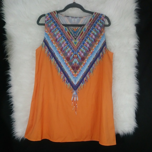 no brand Tops - No Brand Orange Sleeveless Tunic Size L
